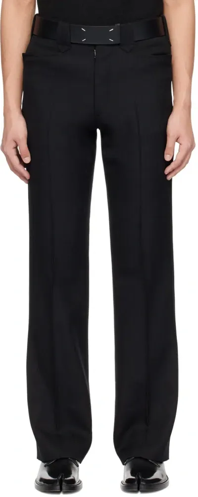 Maison Margiela Black Creased Trousers In 900f Black