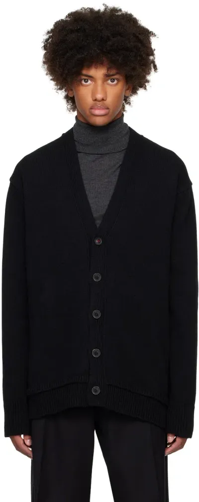 Maison Margiela Black Elbow Patch Cardigan In 900f Black