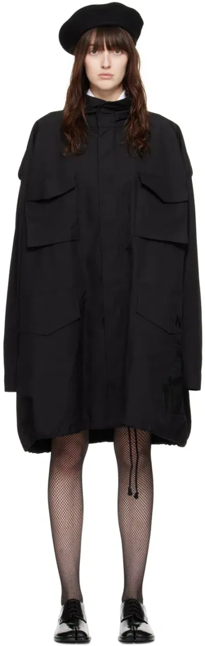 Maison Margiela Concealed-hood Cotton Parka Coat In Black