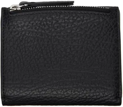 Maison Margiela Black Leather Flap Wallet In T8013 Black