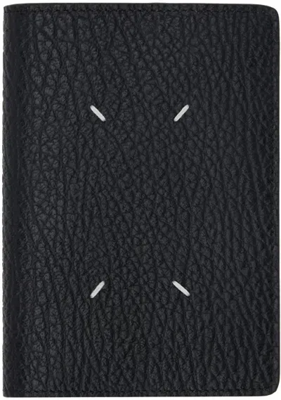 Maison Margiela Black Leather Passport Holder In T8013 Black