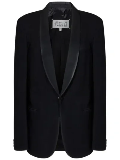 Maison Margiela Wool Gabardine Single Breast Blazer In Black