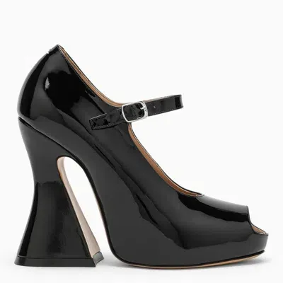 Maison Margiela Black Patent Leather Mary Jane Pumps