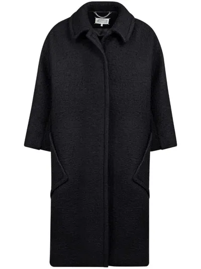 Maison Margiela Virgin Wool And Mohair Bouclé Overcoat In Black