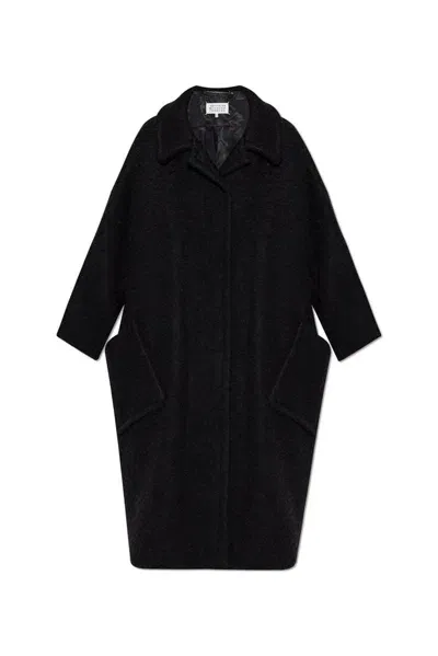 Maison Margiela Bouclé Straight Hem Oversized Coat In Black