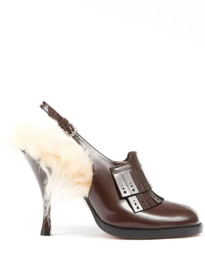 Maison Margiela Bourgeoise 100mm Leather Pumps In Brown