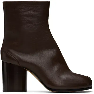 Maison Margiela Tabi Ankle Boots In Soft Brown Nappa