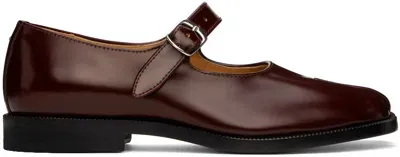 Maison Margiela Brown Tabi Mary-jane Loafers In H8395 Bordeaux