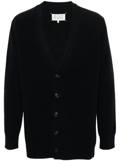 Maison Margiela Brushed Wool Cardigan In Black