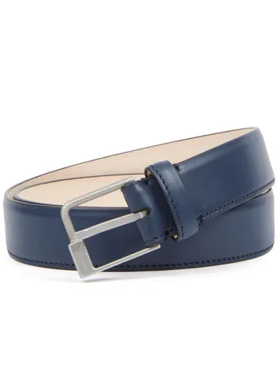 Maison Margiela Buckled Leather Belt In Blue