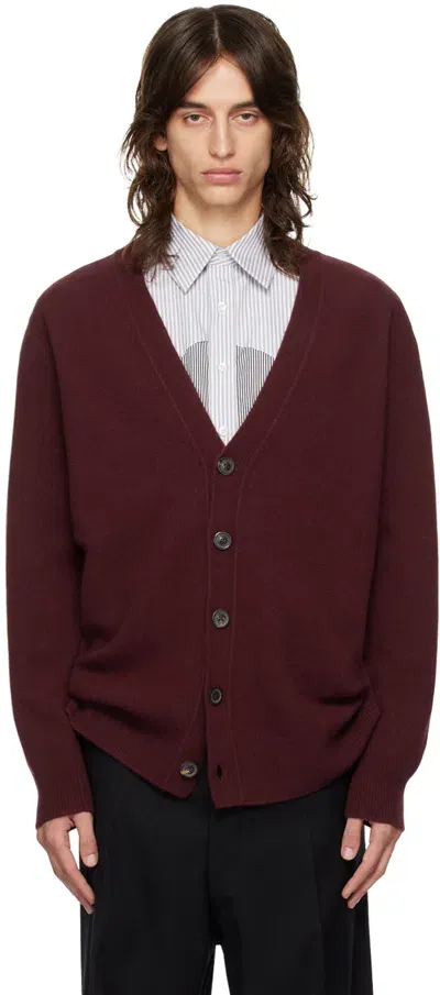 Maison Margiela Burgundy Buttoned Cardigan In 248 Bordeaux