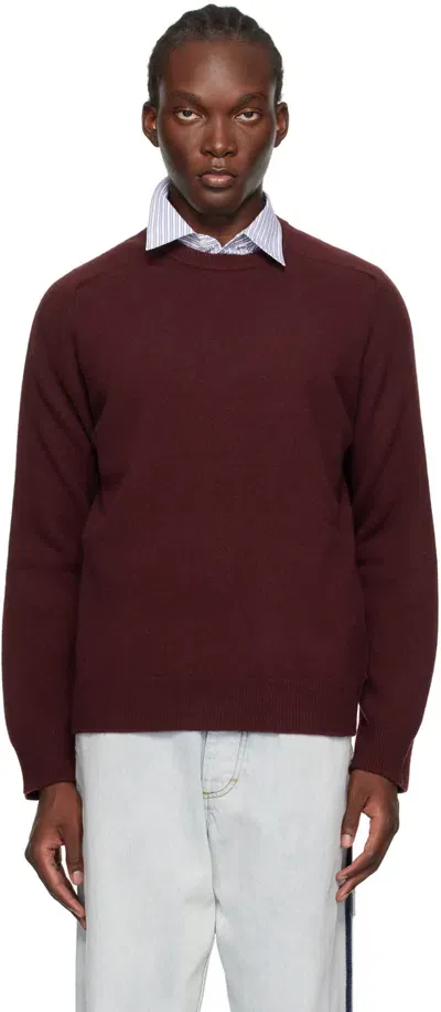 Maison Margiela Burgundy Washed Lambswool Sweater In 248 Bordeaux