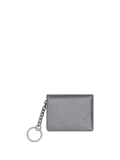 Maison Margiela Card Holder Clip 2 Key Ring In Metallic Grey