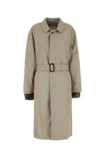 Maison Margiela Charcoal Cotton Blend Trench Coat In Beige