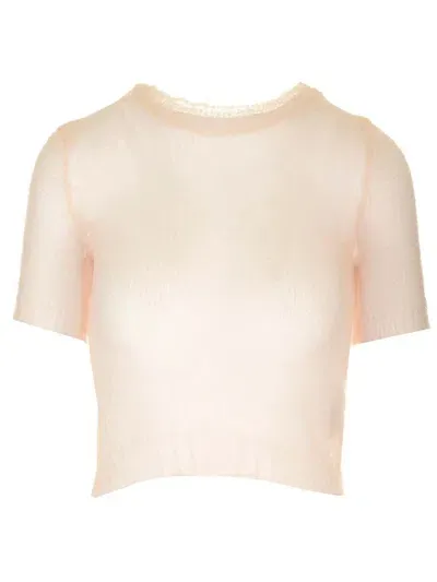 Maison Margiela Sheer Knit Top In Neutrals