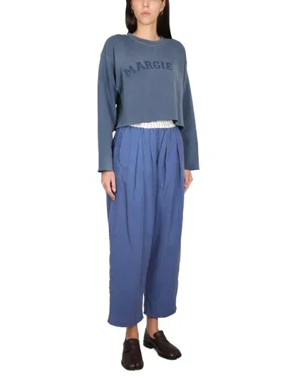 Maison Margiela Woman Pants Blue Size 4 Cotton