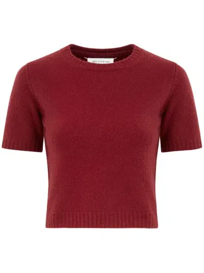 Maison Margiela Cropped Wool Top In Burgundy