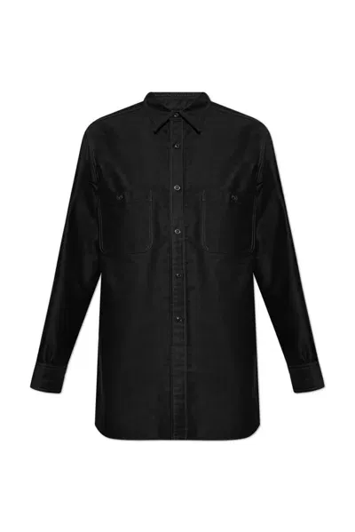 Maison Margiela Curved Hem Long Shirt In Black