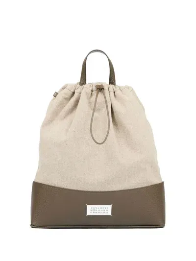 Maison Margiela Daily Drawstring Medium Backpack In Neutrals