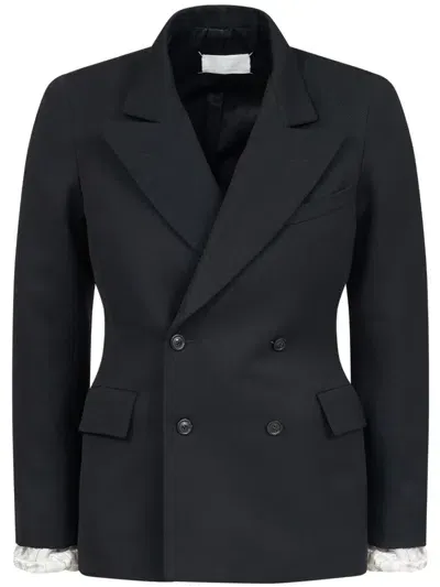 Maison Margiela Double-breasted Wool Blazer In Black