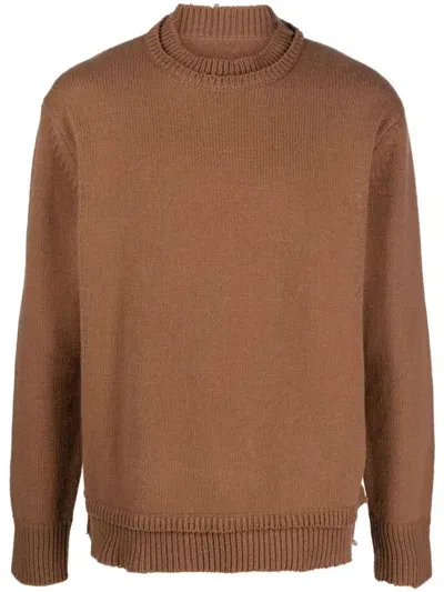 Maison Margiela V-neck Knit Jumper In Brown