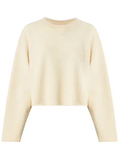 Maison Margiela Embroidered Crew-neck Sweatshirt In Neutrals