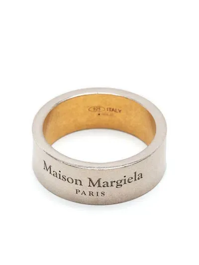 Maison Margiela Logo-engraved Ring In Silber