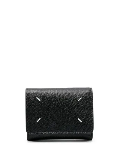 Maison Margiela Zip Compact Tri Fold Wallet In Black