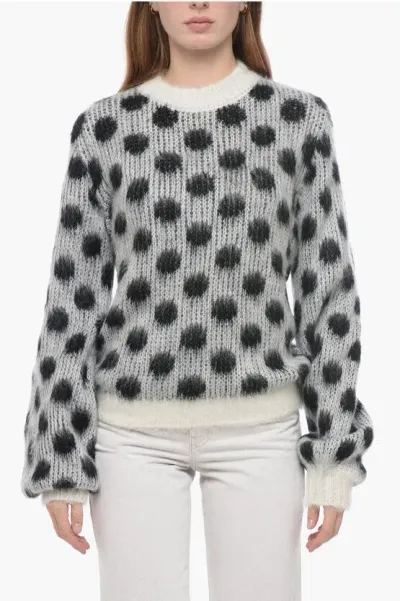 Maison Margiela Fuzzy Wuzzy Mohair Fuzzy Sweater With Polka Dot Pattern