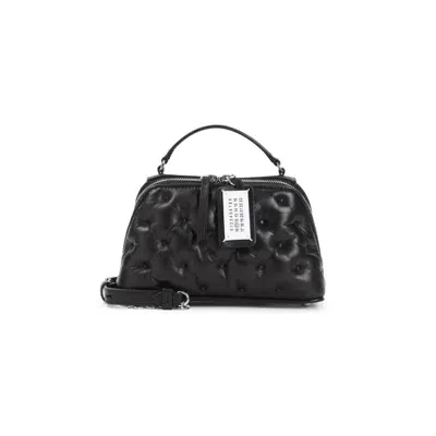 Maison Margiela Glam Slam Embroidery Trapezoid Tote Bag In Black