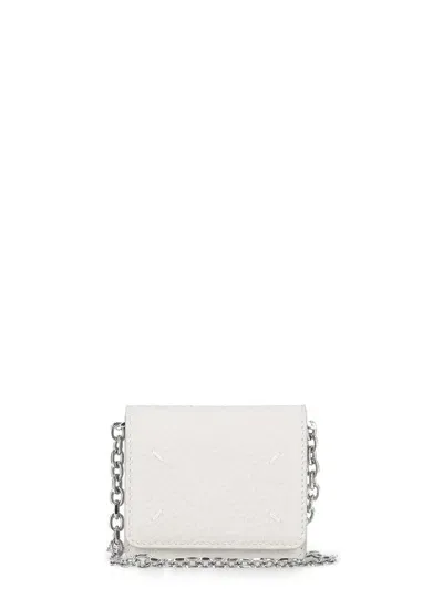 Maison Margiela Grainy Leather Wallet Chain Bags In Beige