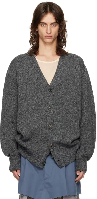 Maison Margiela Gray Buttoned Cardigan In 001f Dark Grey