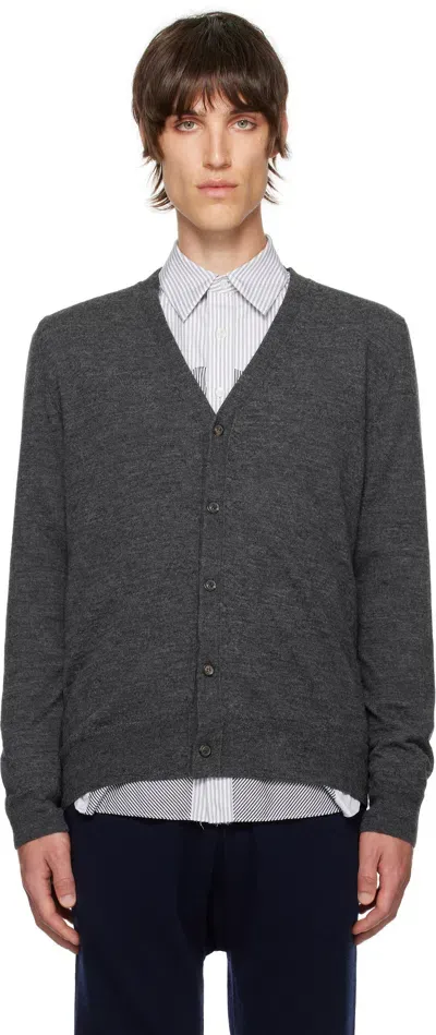 Maison Margiela Gray Elbow Patch Cardigan In 859m Charcoal