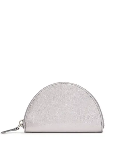 Maison Margiela Halfmoon Leather Wallet In Silver