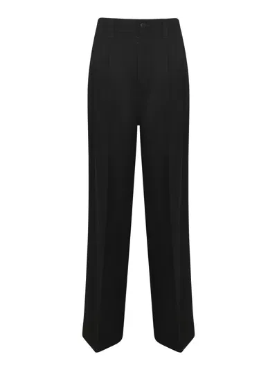 Maison Margiela High-waist Straight Leg Plain Trousers In Black