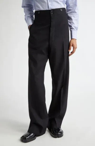 Maison Margiela High Waist Wool Trousers In Black