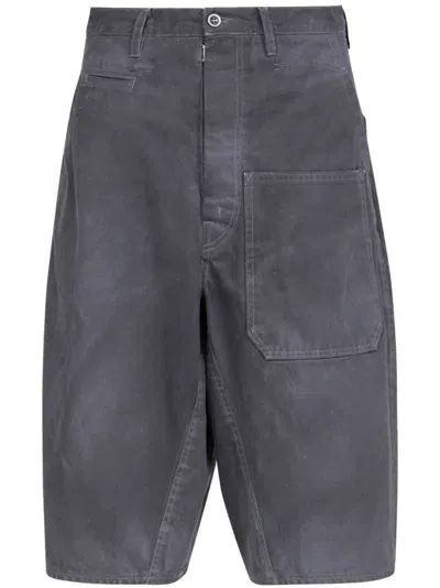 Maison Margiela High-waisted Cotton Shorts In Black