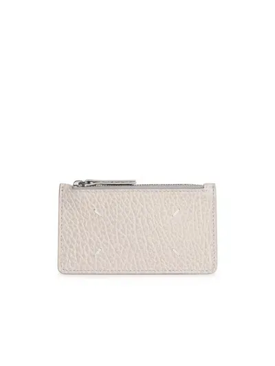 Maison Margiela Ivory Leather Cardholder Woman In Cream