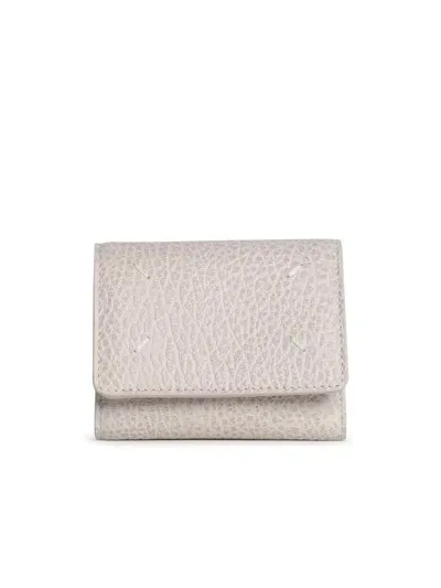 Maison Margiela Ivory Leather Wallet Woman In Beige