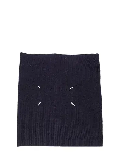 Maison Margiela Knitted Scarf In Navy