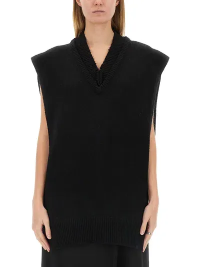 Maison Margiela Layered Knit Vest In Black