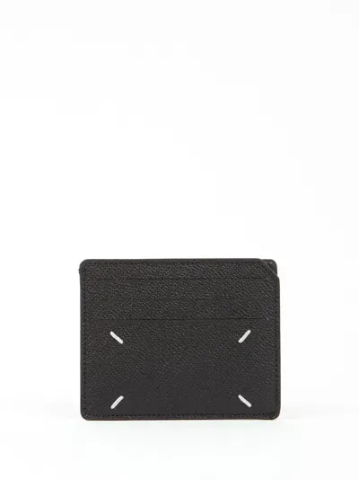 Maison Margiela Leather Card Holder In Blue