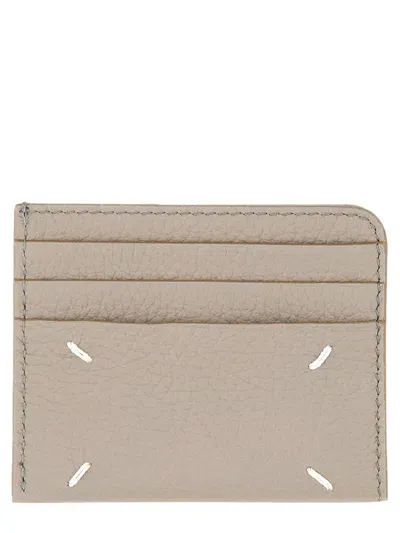 Maison Margiela Leather Card Holder In Beige