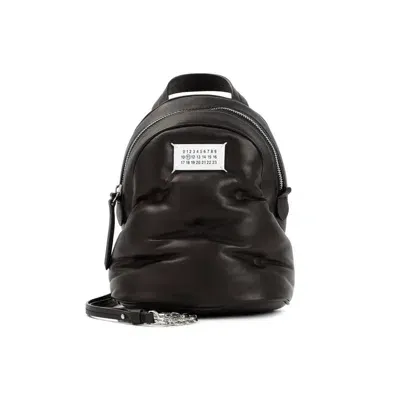 Maison Margiela Leather Glam Slam Backpack Bag In Black