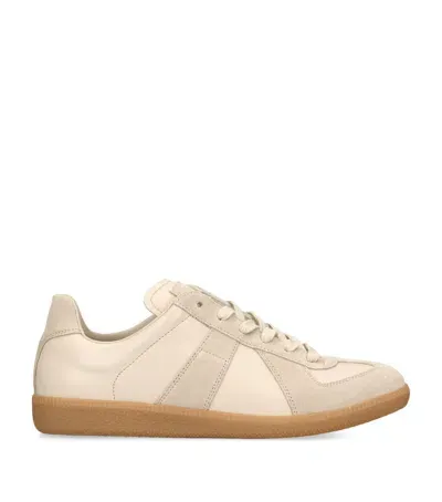 Maison Margiela Leather Replica Sneakers In Beige