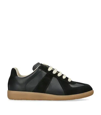 Maison Margiela Leather Replica Sneakers In Black