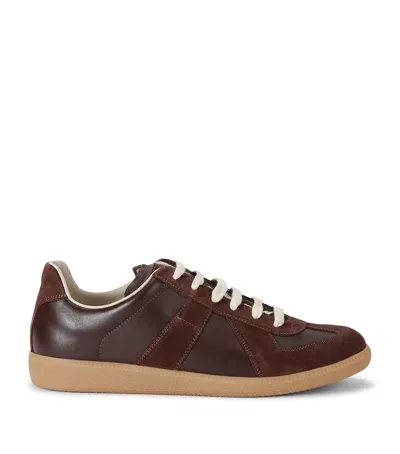 Maison Margiela Leather Replica Sneakers In Brown