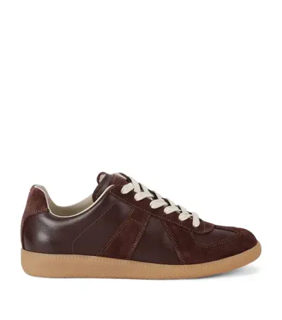 Maison Margiela Leather-suede Replica Sneakers In Brown