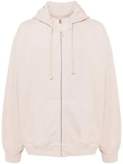 Maison Margiela Logo-embroidered Hoodie In Pink