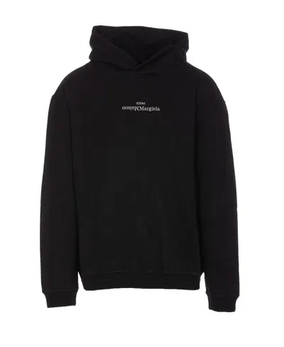 Maison Margiela Logo Hoodie In Black/ White Embroidery